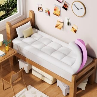 BDEUS Dual Layer 5 Inch Memory Foam Mattress Topper Queen Size, 2 Inch Gel Memory Foam Plus 3 Inch 1450 GSM Down Alternative Quilted Pillow Top Mattress Pad Cover,Dark Gray