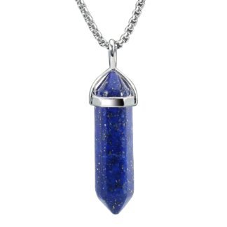 BEADNOVA Crystal Necklaces for Women Crystal Pendant Gemstone Necklace for Spiritual Energy Healing Hexagonal Pendant Divination for Men (18 Inches Stainless Chain)