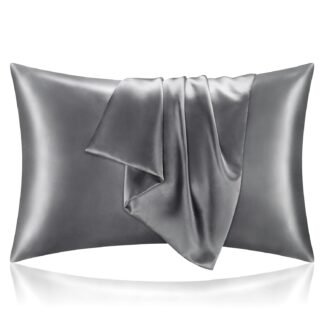BEDELITE Satin Pillowcase for Hair and Skin, Super Soft and Cooling Similar to Silk Pillow Cases 2 Pack with Envelope Closure, Gift for Women Men(20"x30" Queen Size, Dark Grey)