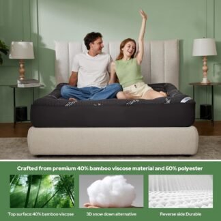 BEDLORE Queen Mattress Topper Viscose Derived from Bamboo, Thick Pillow Top Mattress Pad with Stretchable Pockets for 6-18 inches Mattress, Soft Mattress Topper for Back Pain...