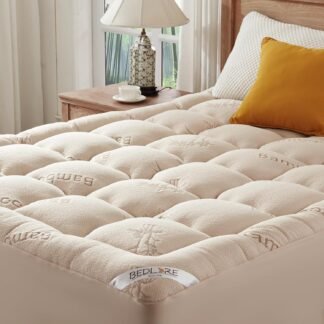 BEDLORE Queen Mattress Topper Viscose Derived from Bamboo, Thick Pillow Top Mattress Pad with Stretchable Pockets for 6-18 inches Mattress, Soft Mattress Topper for Back Pain...