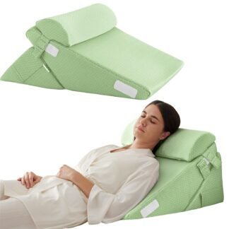 Bedluxe 3Pcs Orthopedic Bed Wedge Pillow Set, Foam Wedge Pillow Post Surgery for Back, Leg and Knee Support, Adjustable 9&12 Inch Folding Triangle Pillow for Sleeping, Acid...