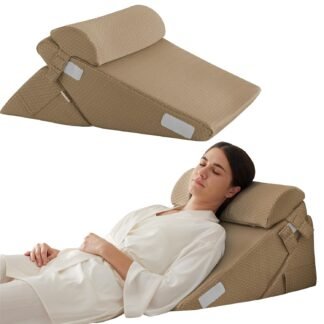 Bedluxe 3Pcs Orthopedic Bed Wedge Pillow Set, Foam Wedge Pillow Post Surgery for Back, Leg and Knee Support, Adjustable 9&12 Inch Folding Triangle Pillow for Sleeping, Acid...