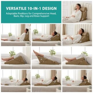 Bedluxe 3Pcs Orthopedic Bed Wedge Pillow Set, Foam Wedge Pillow Post Surgery for Back, Leg and Knee Support, Adjustable 9&12 Inch Folding Triangle Pillow for Sleeping, Acid...