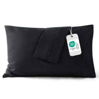 Bedsure Black Pillowcase Set - Queen Size (20x30 inches) Bed Pillow Cover - Brushed Microfiber, Wrinkle, Fade & Stain Resistant - Envelop Closure Pillow Case Set of 2