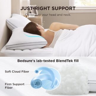 Bedsure King Pillows Set of 2 - Fluffy Bed Pillows for Sleeping, Hotel Quality, Diamond Quilted Design, Gusseted Supportive Down Alternative Filling for Back, Stomach, Side...