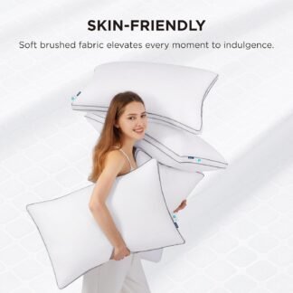 Bedsure King Pillows Set of 2 - Fluffy Bed Pillows for Sleeping, Hotel Quality, Diamond Quilted Design, Gusseted Supportive Down Alternative Filling for Back, Stomach, Side...