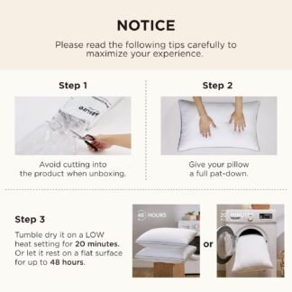 Bedsure King Pillows Set of 2 - Fluffy Bed Pillows for Sleeping, Hotel Quality, Diamond Quilted Design, Gusseted Supportive Down Alternative Filling for Back, Stomach, Side...