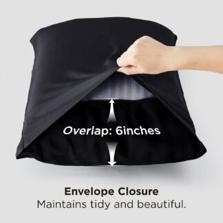 Bedsure Pillow Cases Queen, Cooling Pillow Cases, Rayon Derived from Bamboo Black Pillowcases Queen Size Set of 2, Silky Soft & Breathable Bedding Pillow Covers with Envelope...