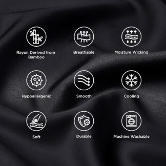 Bedsure Pillow Cases Queen, Cooling Pillow Cases, Rayon Derived from Bamboo Black Pillowcases Queen Size Set of 2, Silky Soft & Breathable Bedding Pillow Covers with Envelope...