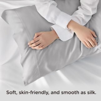 Bedsure Pillow Cases Queen, Cooling Pillow Cases, Rayon Derived from Bamboo Light Grey Pillowcases Queen Size Set of 2, Soft & Breathable Bedding Pillow Covers with Envelope...