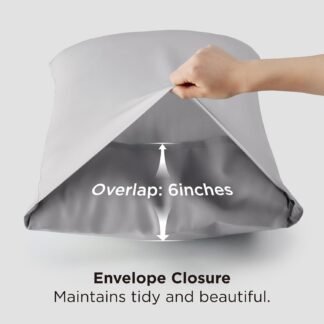 Bedsure Pillow Cases Queen, Cooling Pillow Cases, Rayon Derived from Bamboo Light Grey Pillowcases Queen Size Set of 2, Soft & Breathable Bedding Pillow Covers with Envelope...