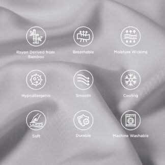 Bedsure Pillow Cases Queen, Cooling Pillow Cases, Rayon Derived from Bamboo Light Grey Pillowcases Queen Size Set of 2, Soft & Breathable Bedding Pillow Covers with Envelope...