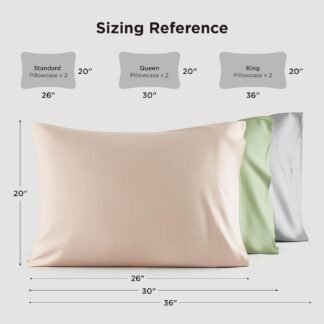 Bedsure Pillow Cases Queen, Cooling Pillow Cases, Rayon Derived from Bamboo Light Grey Pillowcases Queen Size Set of 2, Soft & Breathable Bedding Pillow Covers with Envelope...