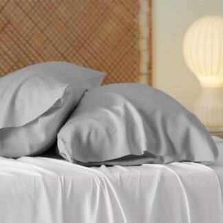 Bedsure Pillow Cases Queen, Cooling Pillow Cases, Rayon Derived from Bamboo Light Grey Pillowcases Queen Size Set of 2, Soft & Breathable Bedding Pillow Covers with Envelope...