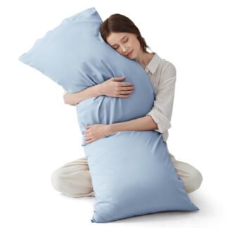 Bedsure Pillow Cases Queen, Cooling Pillow Cases, Rayon Derived from Bamboo Light Grey Pillowcases Queen Size Set of 2, Soft & Breathable Bedding Pillow Covers with Envelope...