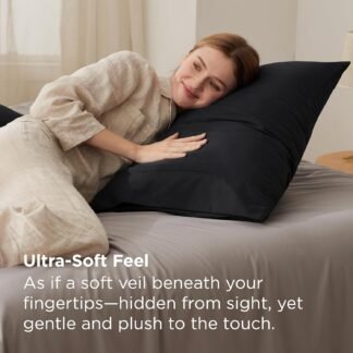 Bedsure Pillow Cases Standard Size Set of 2 - Black Brushed Microfiber Pillowcases, Super Soft Pillowcase, Pillow Case Covers with Envelope Closure, Wrinkle, Fade and Stain...