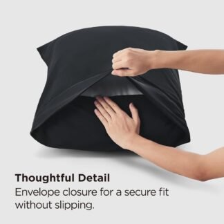 Bedsure Pillow Cases Standard Size Set of 2 - Black Brushed Microfiber Pillowcases, Super Soft Pillowcase, Pillow Case Covers with Envelope Closure, Wrinkle, Fade and Stain...