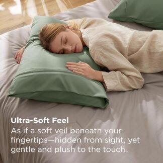 Bedsure Queen Pillow Cases Set of 2 - Sage Green Brushed Microfiber Pillowcase 2 Pack, Super Soft and Cozy Pillow Case Covers with Envelope Closure, Wrinkle, Fade and Stain...