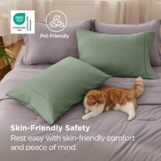 Bedsure Queen Pillow Cases Set of 2 - Sage Green Brushed Microfiber Pillowcase 2 Pack, Super Soft and Cozy Pillow Case Covers with Envelope Closure, Wrinkle, Fade and Stain...