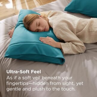 Bedsure Queen Pillow Cases Set of 2 - Teal Brushed Microfiber Pillowcase 2 Pack, Super Soft and Cozy Pillow Case Covers with Envelope Closure, Wrinkle, Fade and Stain Resistant,...