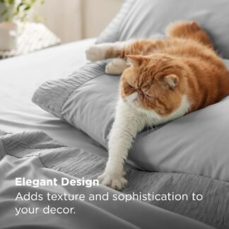 Bedsure Queen Sheet Set - 4 Pieces Soft Queen Size Sheets - Breathable & Cooling - Hotel Luxury - Easy Care Polyester Microfiber Bedding for Women, Men, Grey