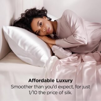 Bedsure Satin Pillowcases, Similar to Silk Pillow Cases Queen Size Set of 2, Pure White Cooling Pillow Case for Sleeping Women with Envelope Closure, Gifts for Women Men, 20x30...