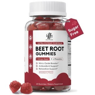 Beet Root Gummies – Blood Pressure Support & Mood Support, Super Nitric Oxide Beets Supplement with Grape Seed, L-Theanine & Vitamin C, Sugar-Free Vegan, 30:1 Beet Root Extract,...