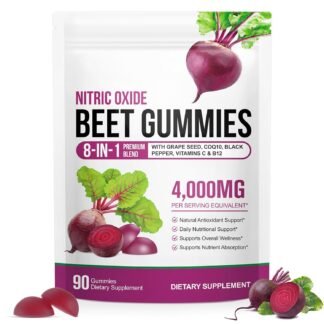 Beet Root Gummies Enriched with 200mg CoQ10 & Beet Root Extract for Blood Pressure, Heart Health Support, Energy Level Suport, Promoting Nitric Oxide, W/ Vitamin B12, C,...