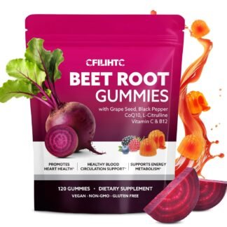 Beetroot Gummies - Beet Root for High Blood Pressure Supplements with Grape Seed Extract + CoQ10 + Black Pepper Extract + L-Citrulline + Vitamin C B12 Ultimate Heart for Blood...