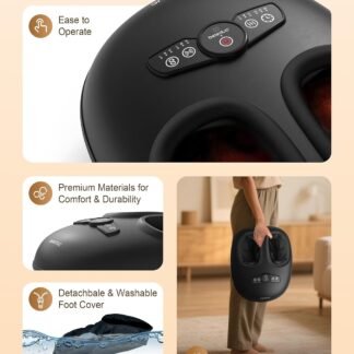 Beleduc Foot Massager with Heat and Compression, Deep Kneading Shiatsu Foot Massager for Plantar Fasciitis & Neuropathy, 3 Intensities, Washable Covers, Fits Up to Men Size 14