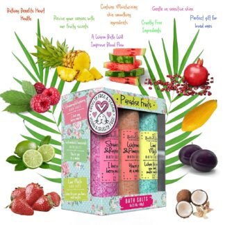 Bella & Bear Paradise Fruits Bath Salts, Foot Soak, Detox, Fruity Scents, Gift - Pack of 6, 2oz