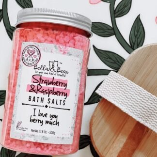 Bella & Bear Strawberry & Raspberry Bath Salts, Foot Soak, Detox, Fruity Scent,17.6oz