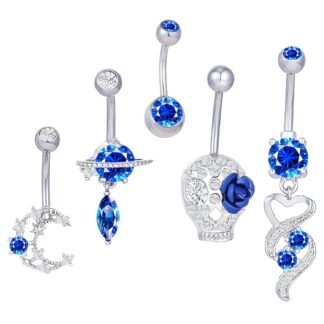 Belly Button Ring Stainless Steel Clip On Titanium Navel Piercing Jewelry Dangle Belly Button Piercing Kit Jewelry for Women