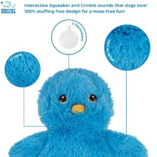 Best Pet Supplies Interactive Squeaky Dog Chew Toy, Ideal Dog Toys for Chewers, Small, Medium & Large Dogs, and Fetch Lovers - Bunny (Gray), Large