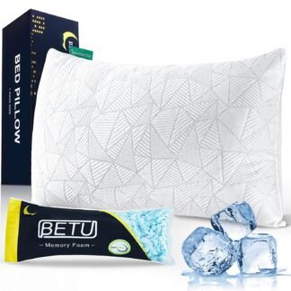 BETU Cooling Pillow Queen Size, Shredded Memory Foam Cool Pillow for Hot Sleepers, Adjustable Firm Soft Support Bed Pillows Perfect for Back Neck Pain and Side Sleeping with...