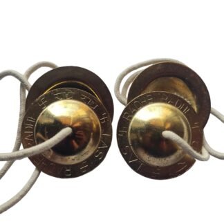 BHAVICREATION Manjeera Manjira Cymbals Hand Cymbal Metal Clapper Shree Radhe Manjeera for Puja (2 Quantity), Bhavi-1