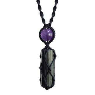 Black Tourmaline necklace for women with Amethyst | protection crystal pendant jewelry
