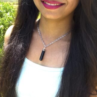 Black Tourmaline Necklace - Natural Healing Crystal Pendant for Powerful Protection from Negative Energy. Stress Relief. Raw Stone Jewelry for Men & Women