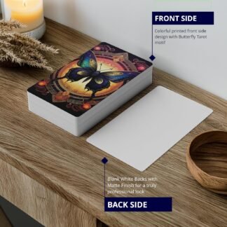 Blank Tarot Cards with Printed Back Design - Create Your Own DIY Tarot Oracle Card Deck - Box of 80 Blank Oracle Cards to Write On (2.75 inches x 4.75 inches) - Butterfly Design