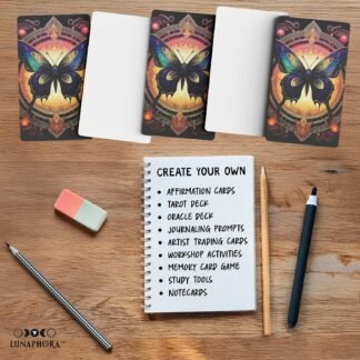 Blank Tarot Cards with Printed Back Design - Create Your Own DIY Tarot Oracle Card Deck - Box of 80 Blank Oracle Cards to Write On (2.75 inches x 4.75 inches) - Butterfly Design