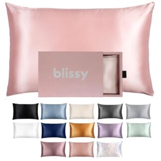Blissy Silk Pillowcase - 100% Pure Mulberry Silk - 22 Momme 6A High-Grade Fibers - Silk Pillow Cover for Hair & Skin - Regular, Queen & King (Blush, Queen)