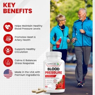 Blood Pressure Support & Heart Health Cardiovascular Supplement W/ Hawthorn, Hibiscus. Nitric Oxide Support for Normal Blood Pressure Support W/ Vitamin B12 & Folic Acid. Garlic...