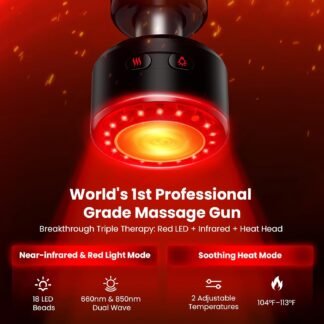 BOB AND BRAD D6 Ultra Massage Gun with Infrared Light, Deep Tissue Percussion Massager Gun with 16mm Amplitude, Professional Muscle Massager for Athletes, Electric Handheld...