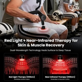 BOB AND BRAD D6 Ultra Massage Gun with Infrared Light, Deep Tissue Percussion Massager Gun with 16mm Amplitude, Professional Muscle Massager for Athletes, Electric Handheld...