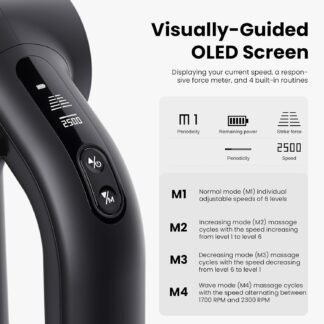 BOB AND BRAD D6 Ultra Massage Gun with Infrared Light, Deep Tissue Percussion Massager Gun with 16mm Amplitude, Professional Muscle Massager for Athletes, Electric Handheld...