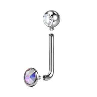 BodyAce ASTM F136 Titanium Christina Barbells, 14G Internally Threaded VCH Belly Rings, Cubic Zirconia L Bent Christina Piercing Jewelry 10/12/14/16mm