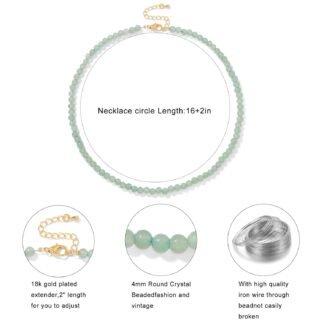 Bolinailo Turquoise Natural Stone Necklace for Women 4mm Handmade Crystal Choker Bead Necklace Gemstone Necklace Healing Crystal Jewelry for Women