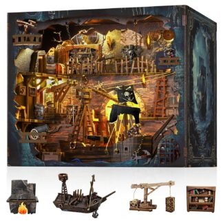 Book Nook Tarot Kit - 3D Wooden Puzzle for Adults, Teens & Beginners, DIY Miniature Bookshelf Insert with LED Light, Mysterious Craft Gift for Family, Friends