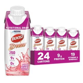 BOOST Breeze Clear Nutritional Drink - 250 Calories - 19 Vitamins & Minerals - 9 g Protein – Fortified Clear Nutritional Drink with Vitamin A & Zinc - Wild Berry Flavor - 8 fl...